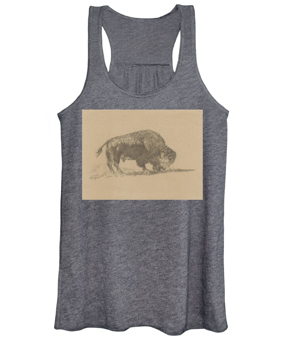 Bison Women's Tank Top featuring the drawing Don't Test Me by Michelle Garlock