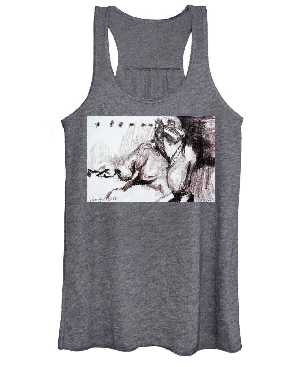 #impaired Women's Tank Top featuring the drawing Drawing of a Woman 10 by Veronica Huacuja
