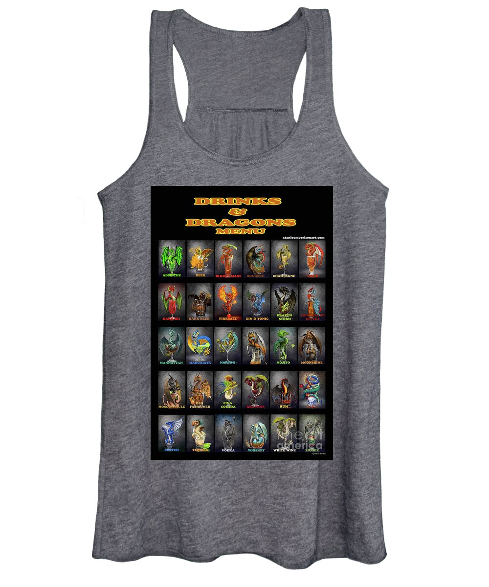 Dragons Women's Tank Top featuring the digital art Drinks and Dragons Menu Poster by Stanley Morrison