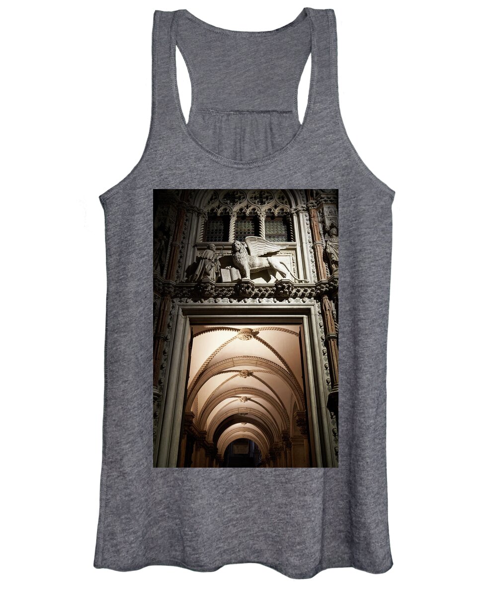Art Women's Tank Top featuring the photograph DSC4886 - Doge's Palace Door by night, Venice by Marco Missiaja