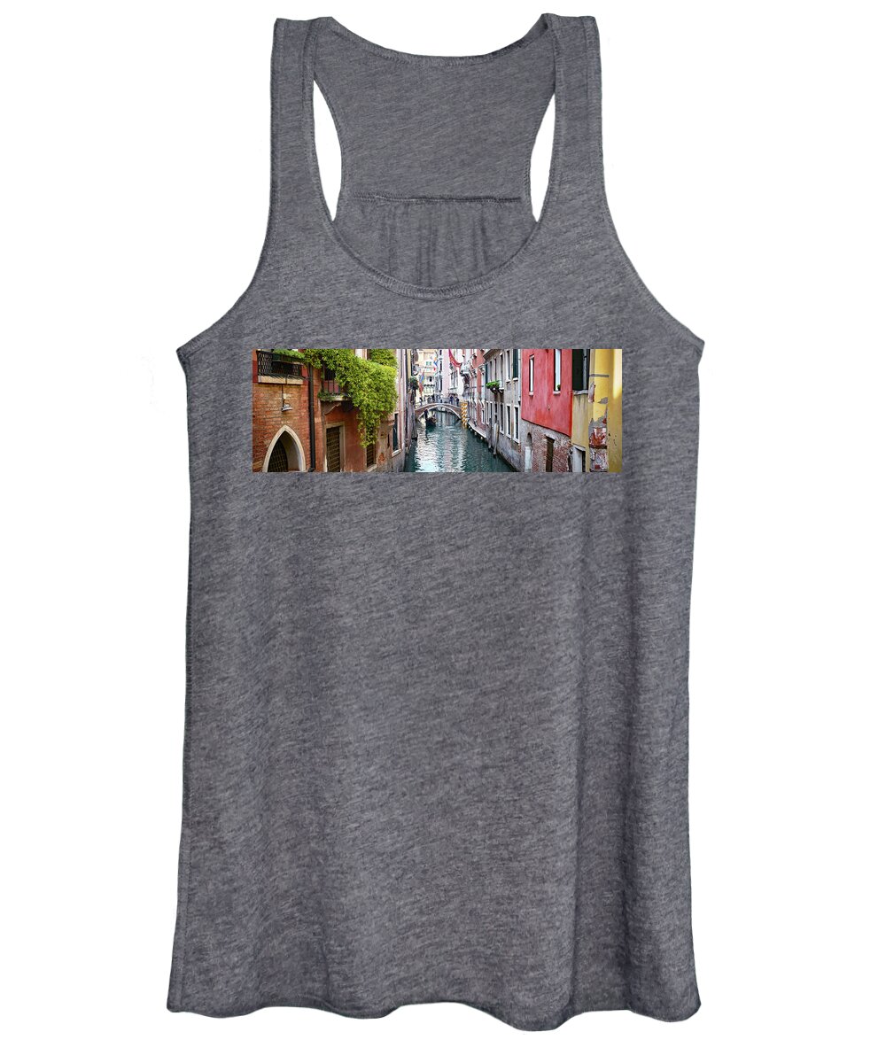 Wall Women's Tank Top featuring the photograph Dsc8876 - Red wall on the canal, Venice by Marco Missiaja