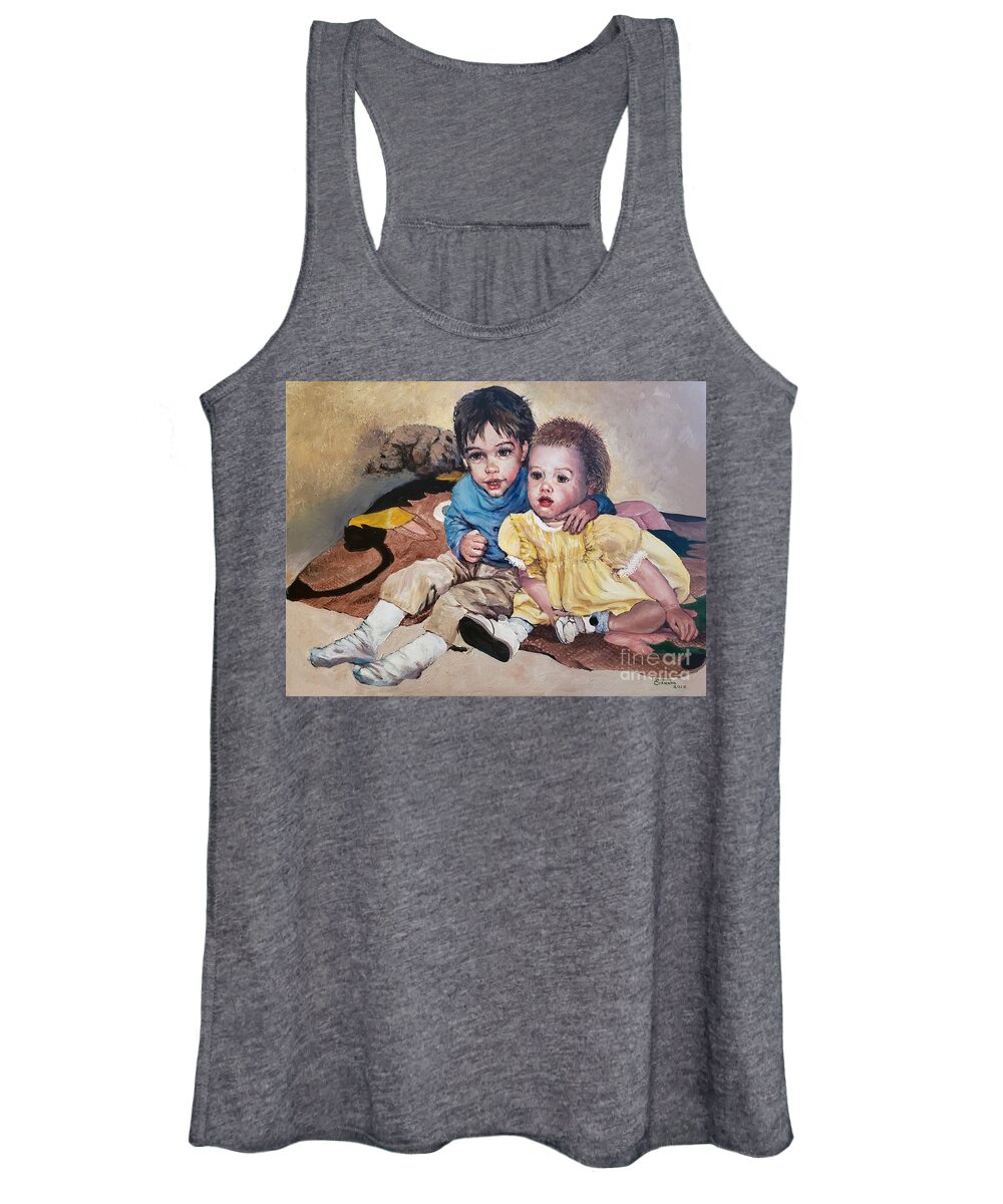 Children Women's Tank Top featuring the painting Dynamic Duo by Merana Cadorette
