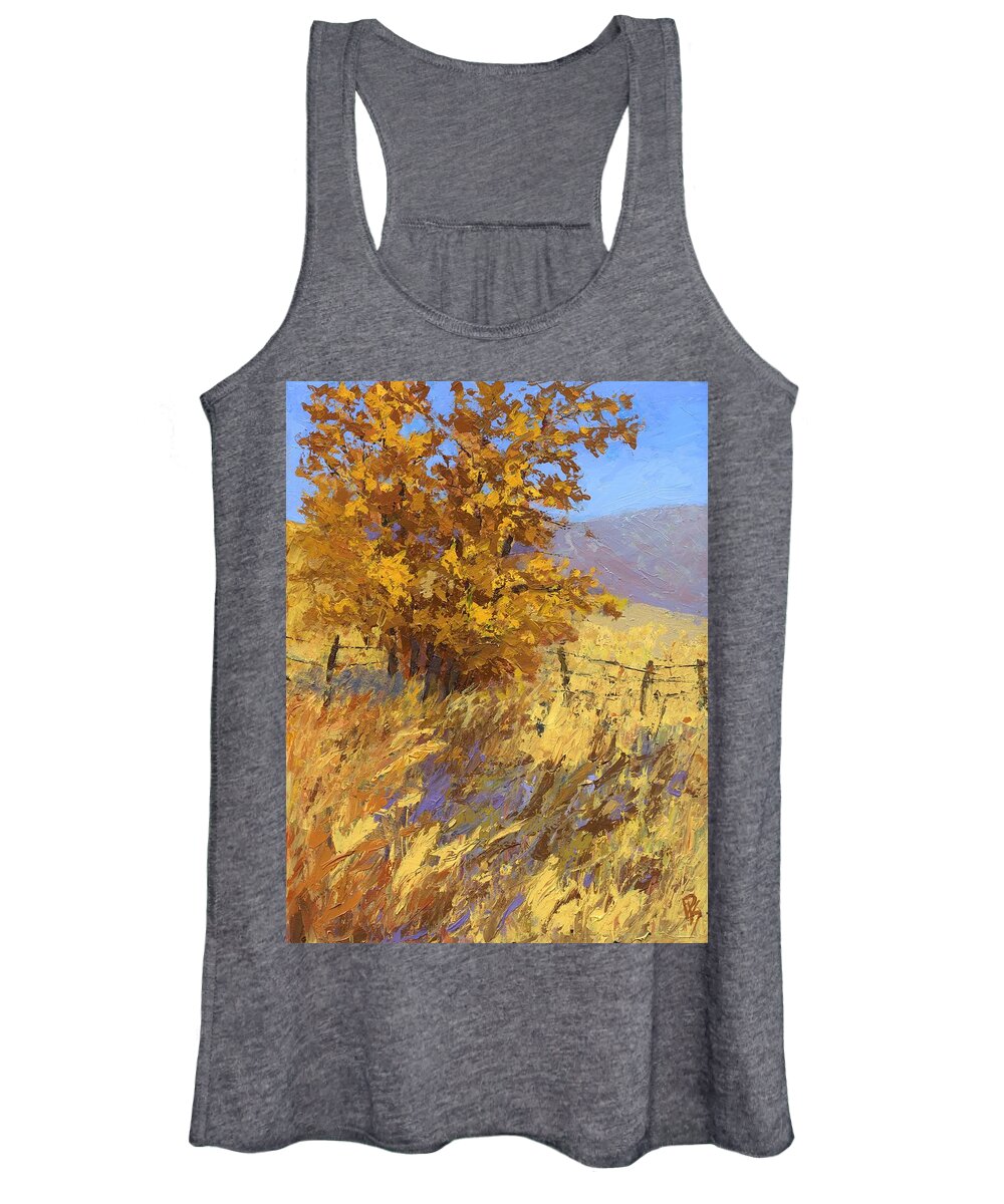 Landscape Women's Tank Top featuring the painting Edge of Autumn by David King Studio