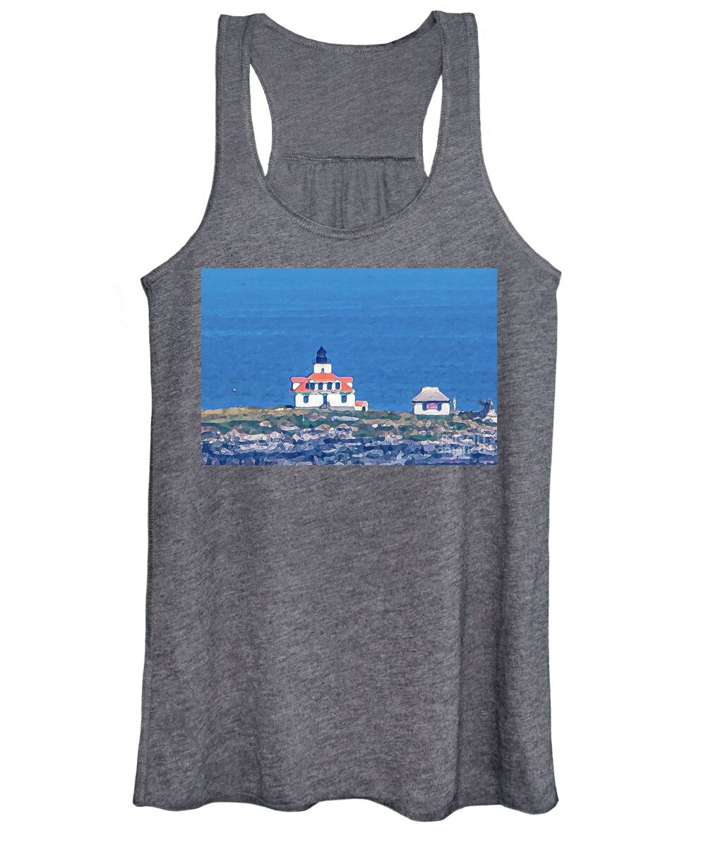 Acadia National Park Women's Tank Top featuring the digital art Egg Rock Lighthouse, Frenchman Bay, Bar Harbor, Maine by Patti Powers