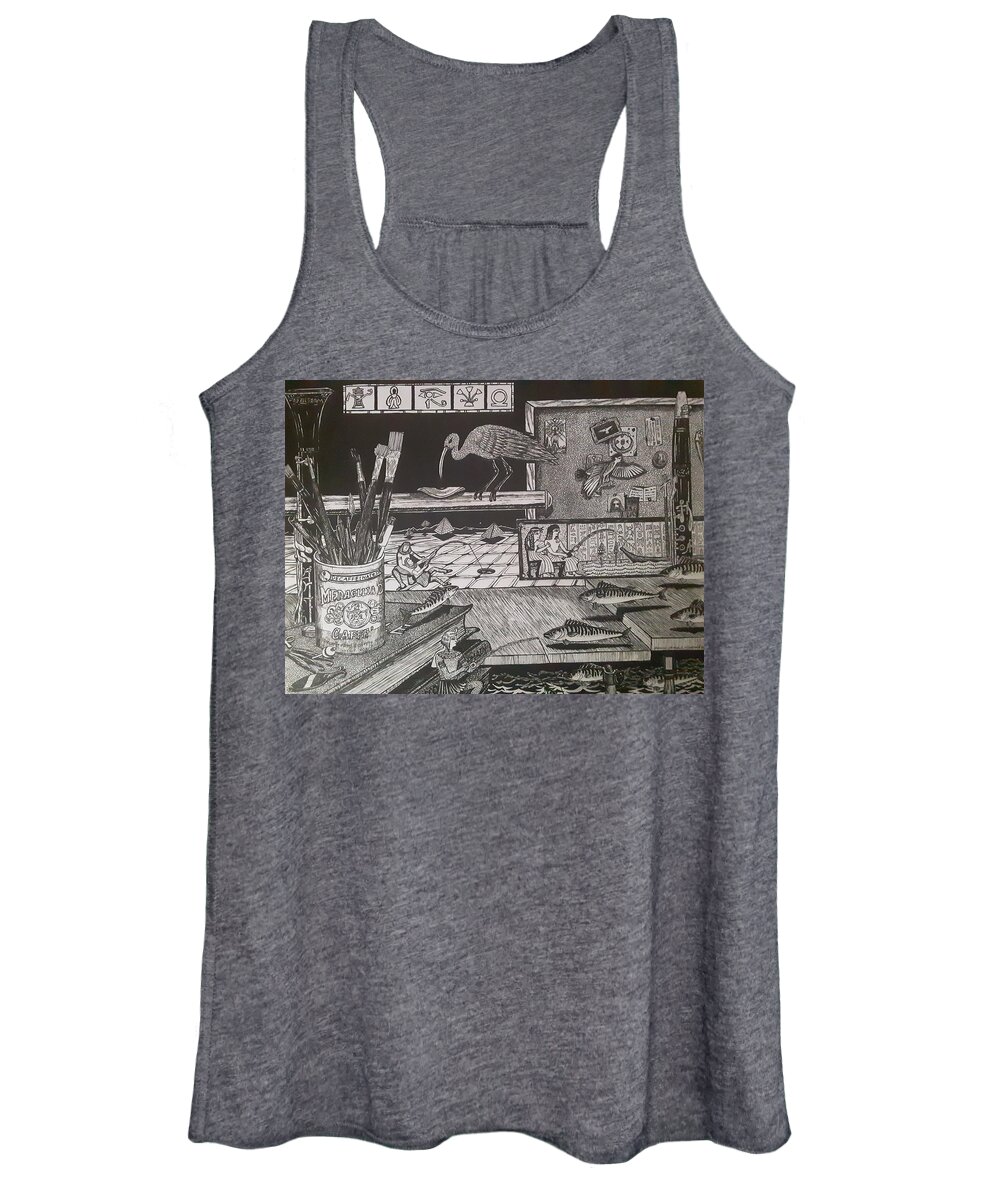 Egypt Women's Tank Top featuring the painting Egyptian Fishing by James RODERICK