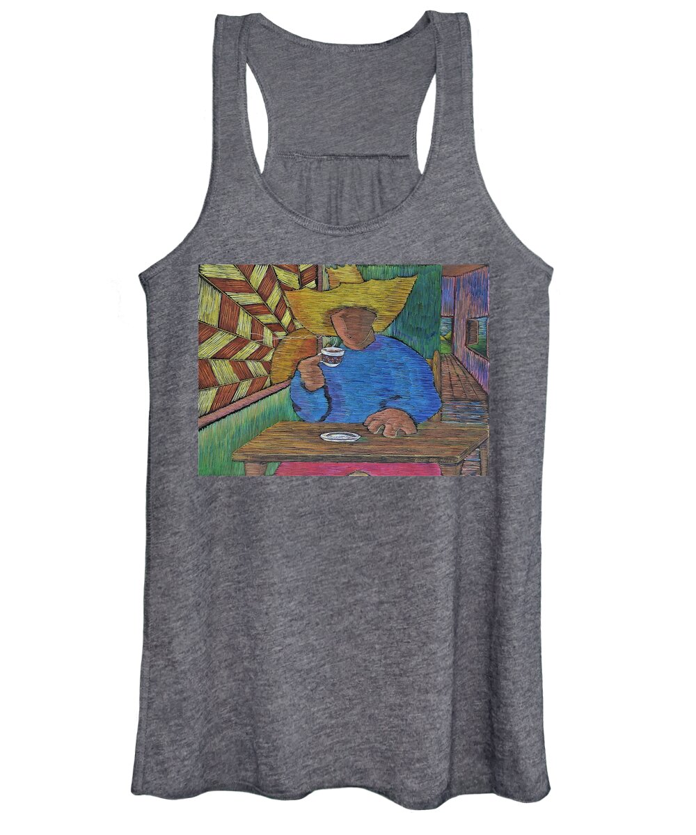 Coffee Women's Tank Top featuring the painting El cafecito by Oscar Ortiz