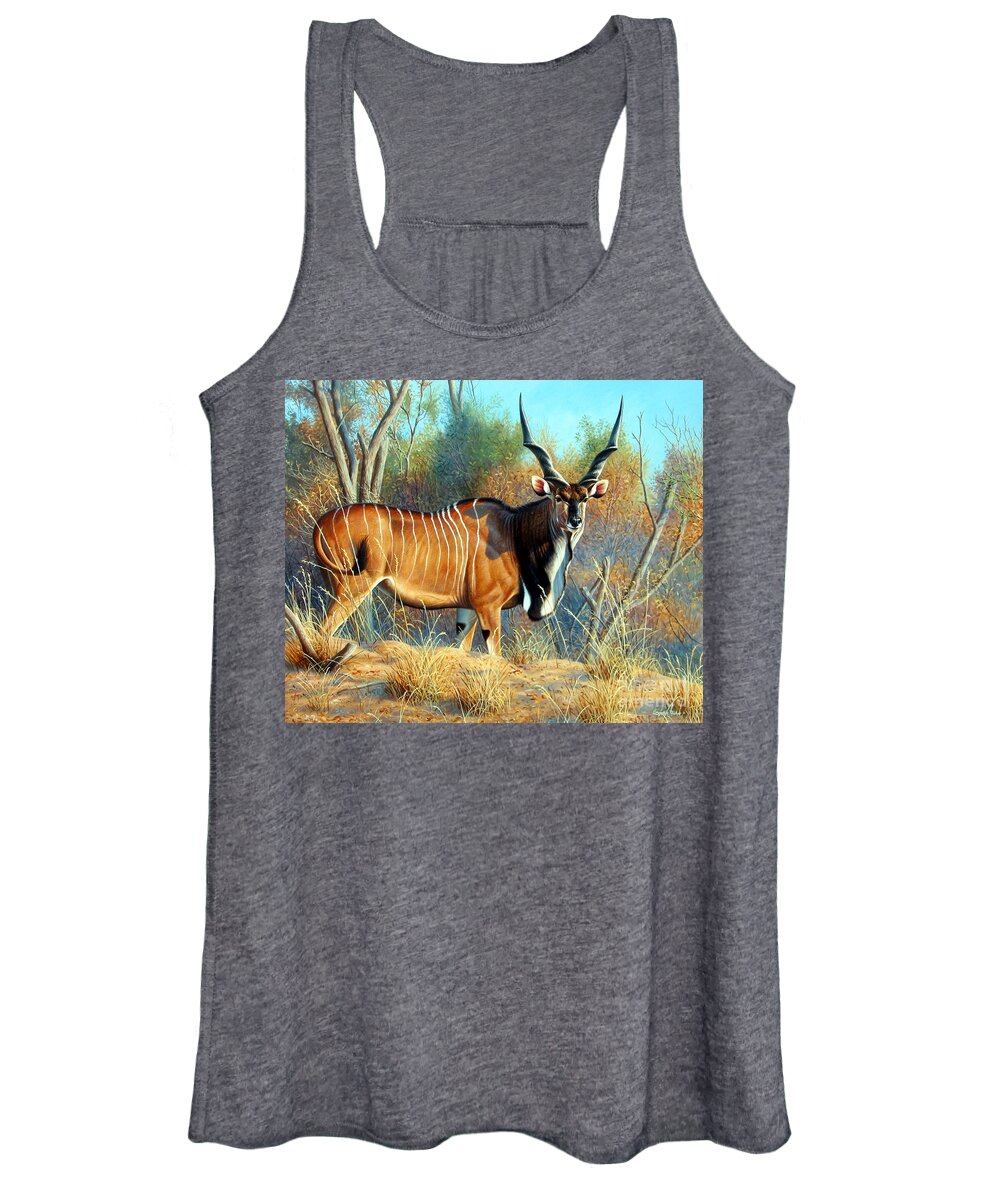 Cynthie Fisher African Women's Tank Top featuring the painting Eland by Cynthie Fisher