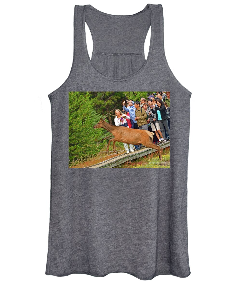Elk Women's Tank Top featuring the photograph Elk In the Air by Amazing Action Photo Video