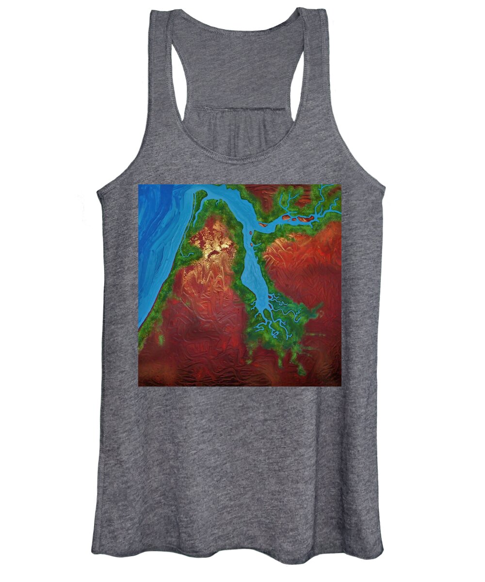 Map Women's Tank Top featuring the painting Embley and Hay Rivers by Joan Stratton