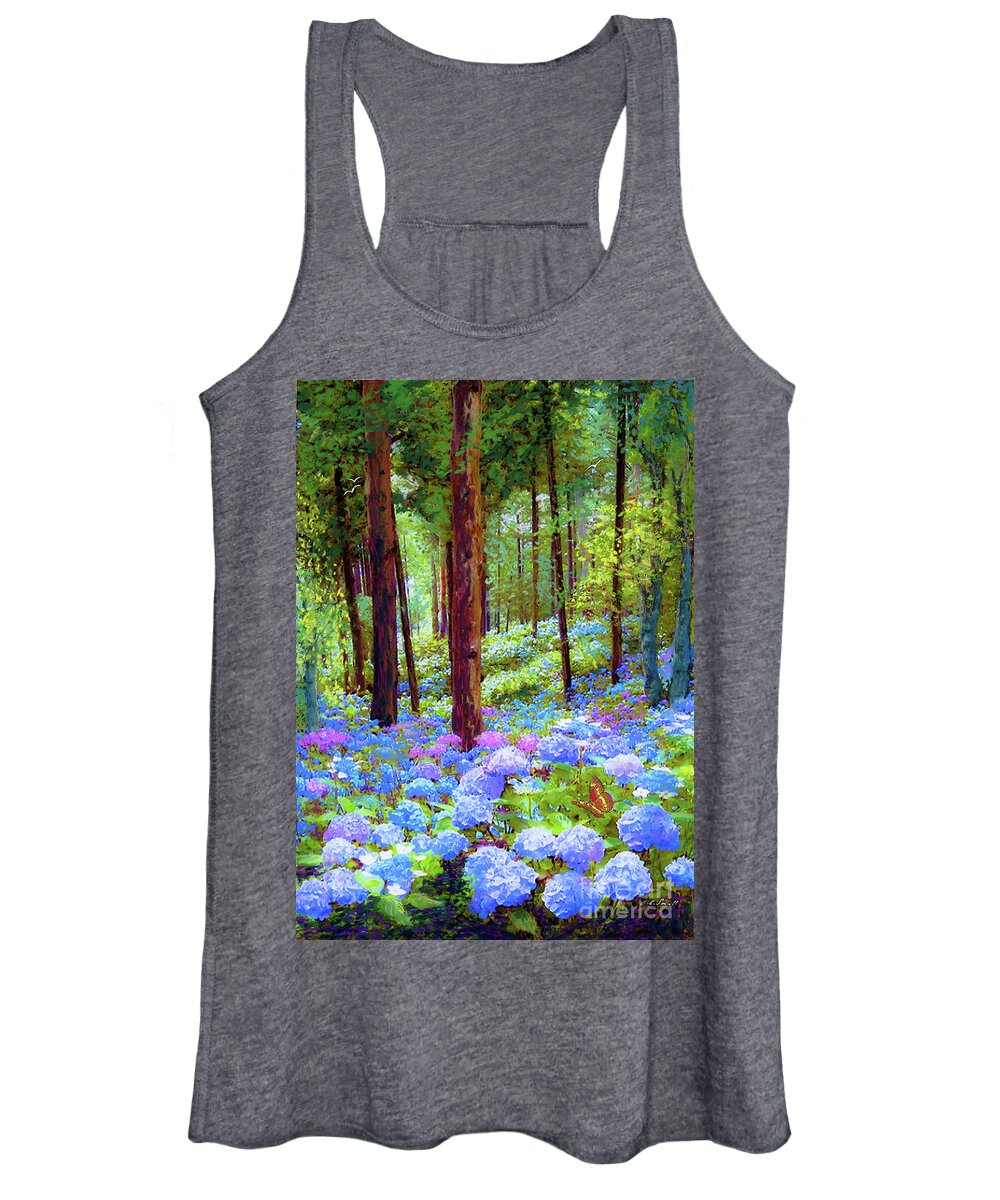 Landscape Women's Tank Top featuring the painting Endless Summer Blue Hydrangeas by Jane Small