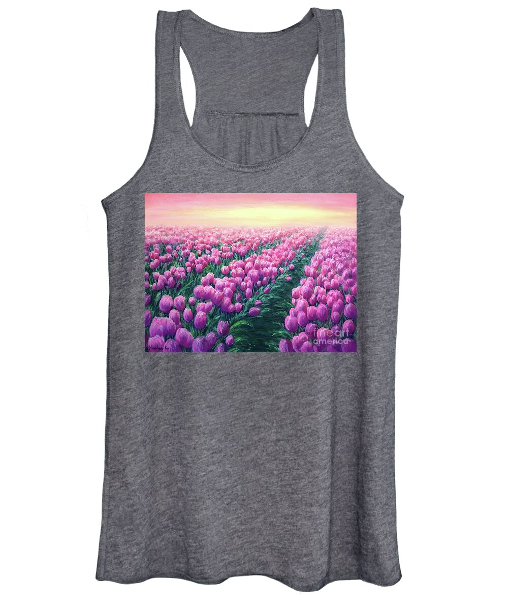 Landscape Women's Tank Top featuring the painting Endless by Yoonhee Ko