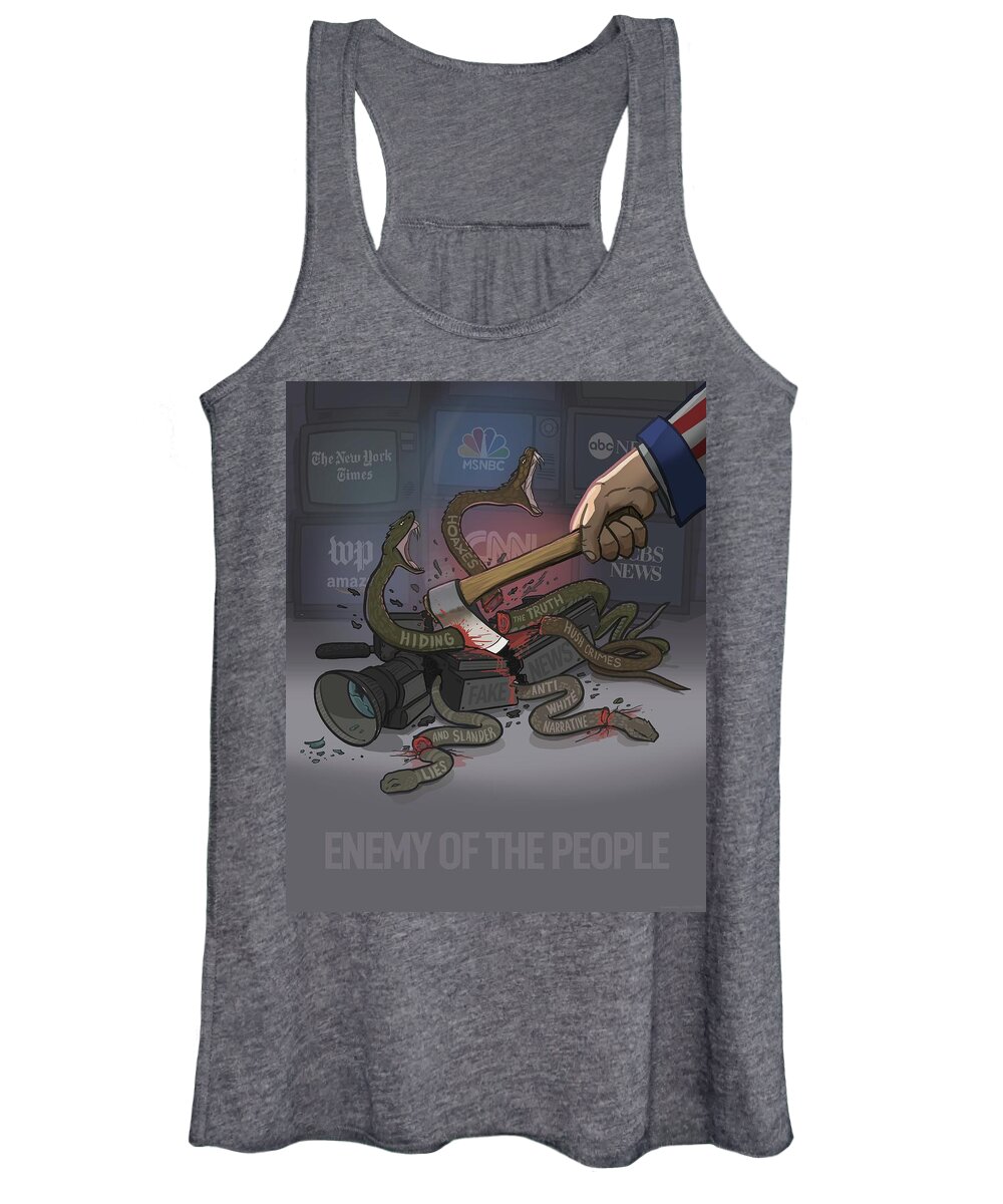 #enemyofthepeople #fakenews #msm Women's Tank Top featuring the digital art Enemy of the People by Emerson Design