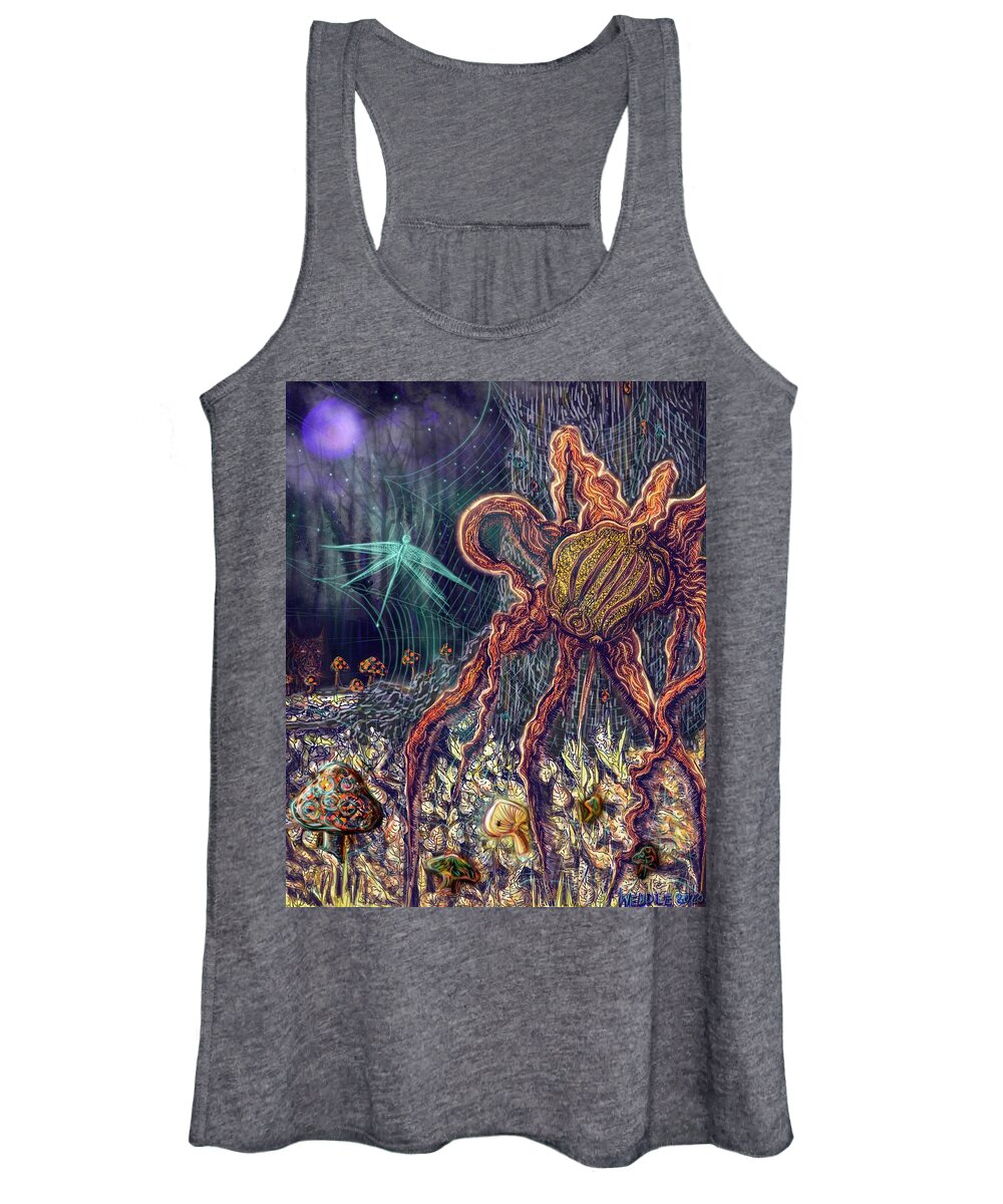 Spider Women's Tank Top featuring the digital art Entanglements by Angela Weddle