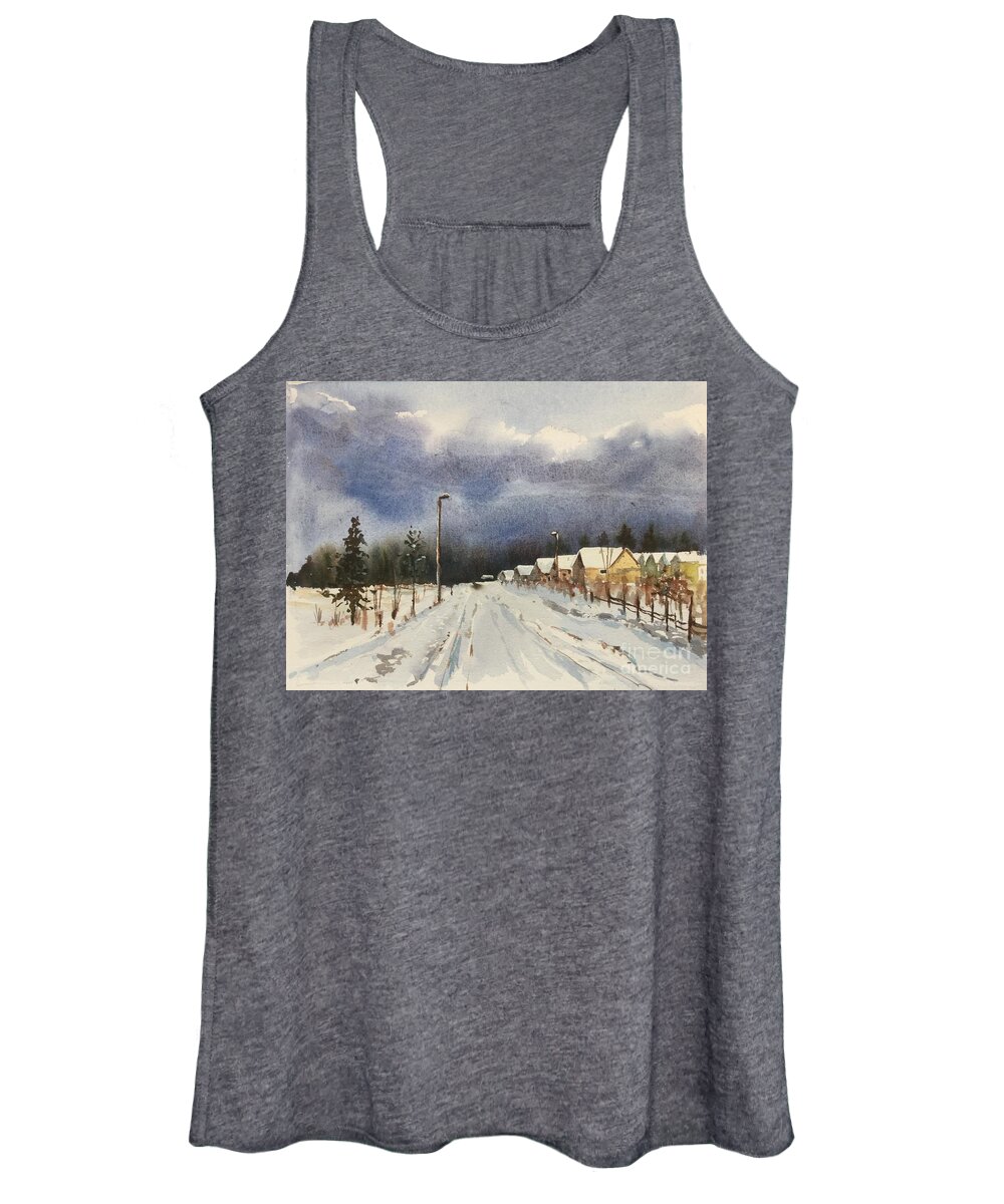  Women's Tank Top featuring the painting Evening after the Storm by Watercolor Meditations