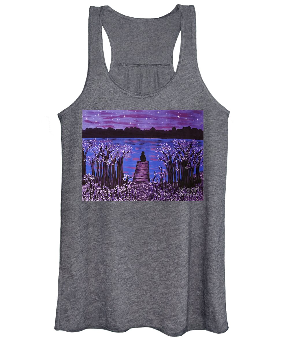 Painting Women's Tank Top featuring the painting Evening Meditation by Diamante Lavendar