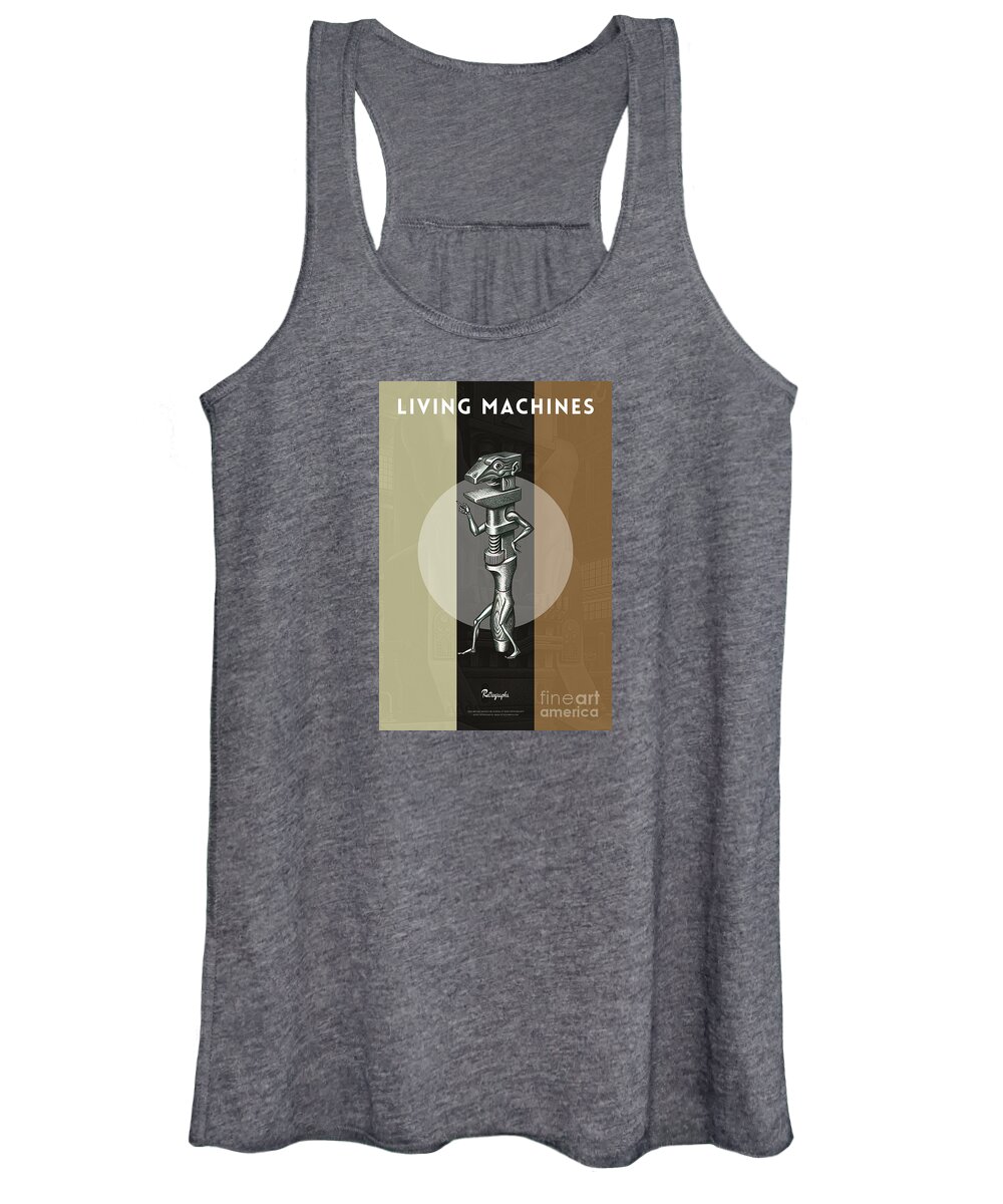  Women's Tank Top featuring the mixed media Exclusive Retrographs 1950s monkey wrench poster, part of Living Machines series by Boris Artzybasheef