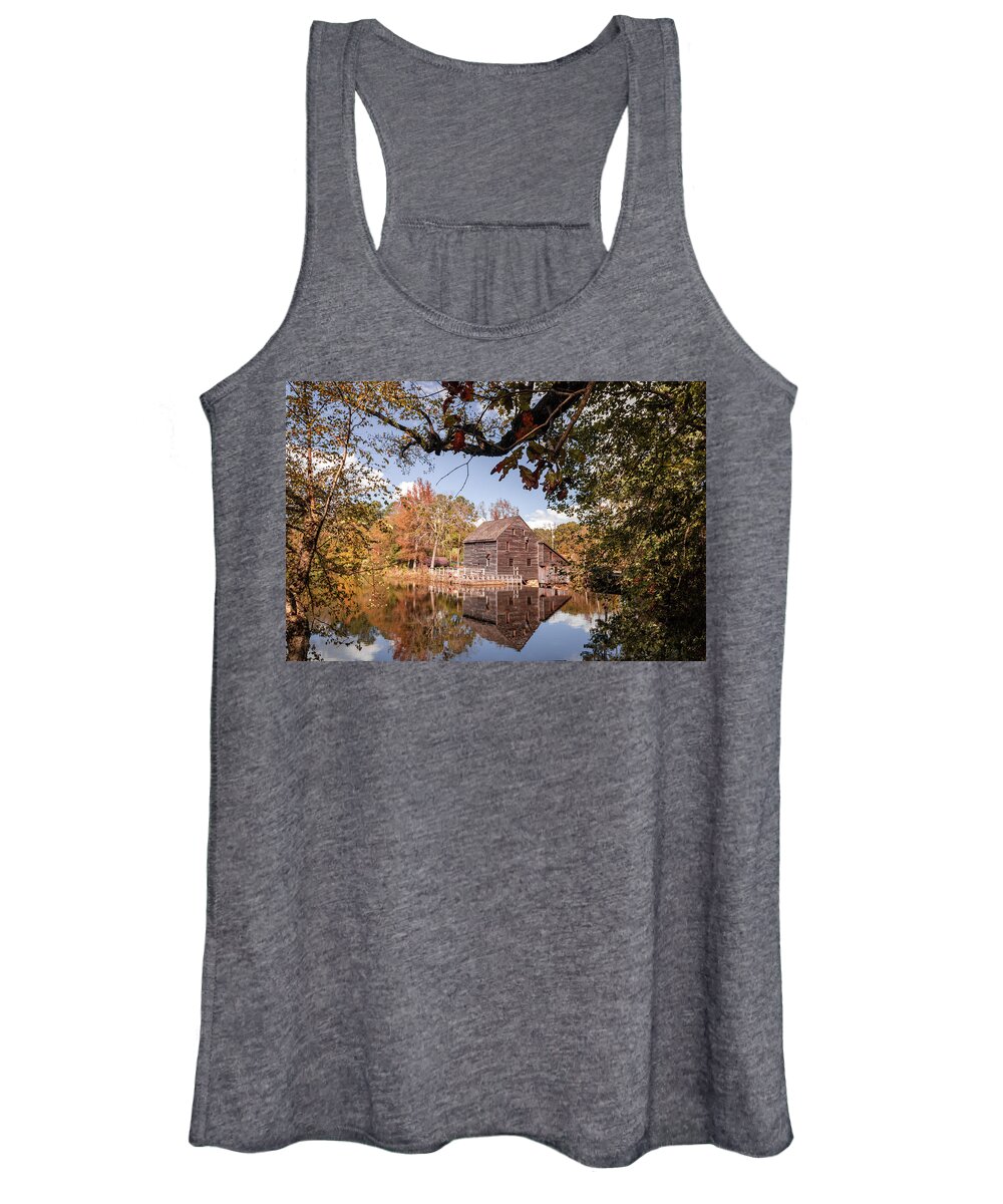 Historic Yates Mill Women's Tank Top featuring the photograph Fall at the Mill by Rick Nelson