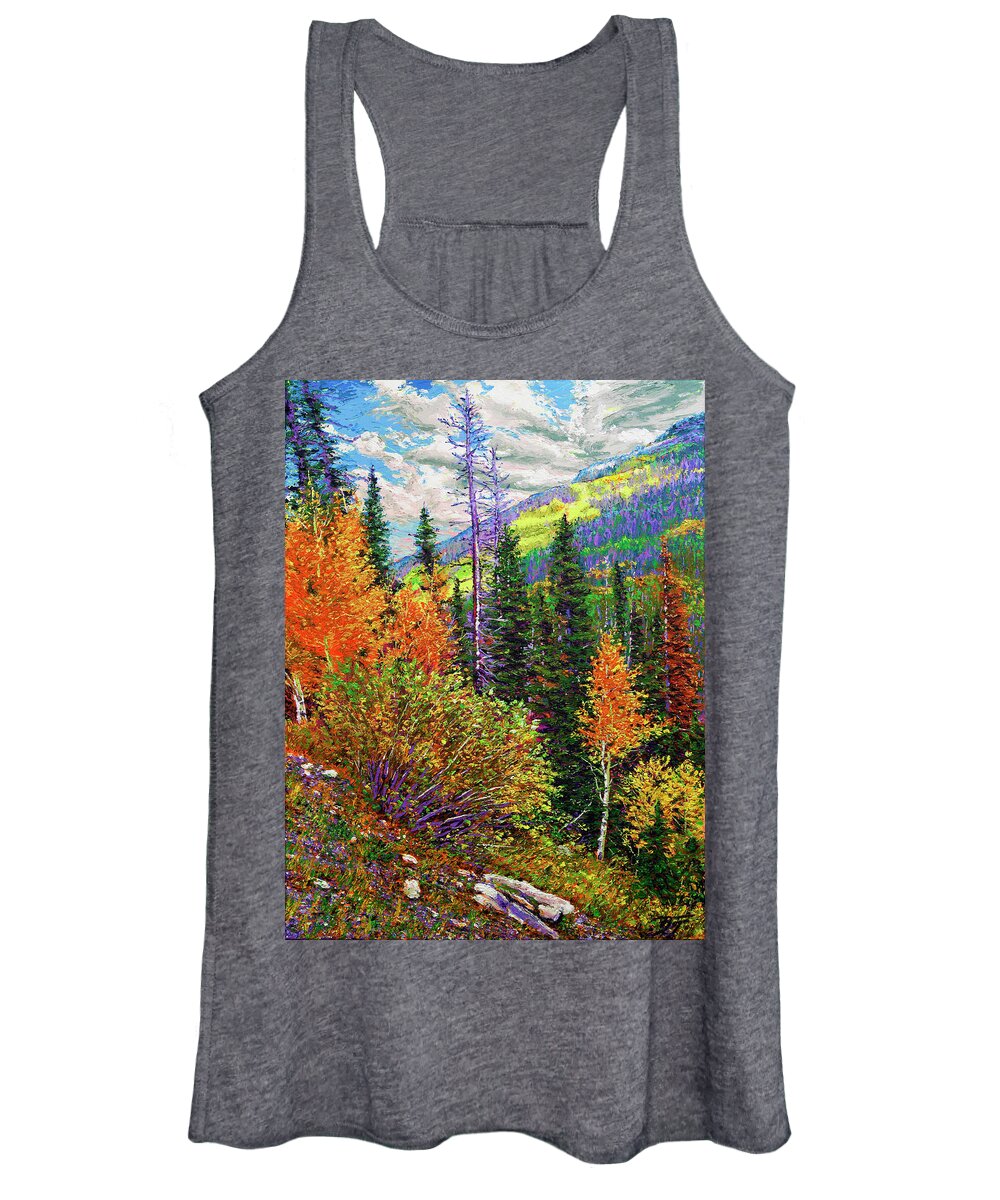Impressionism Women's Tank Top featuring the painting Fall Frenzy by Darien Bogart