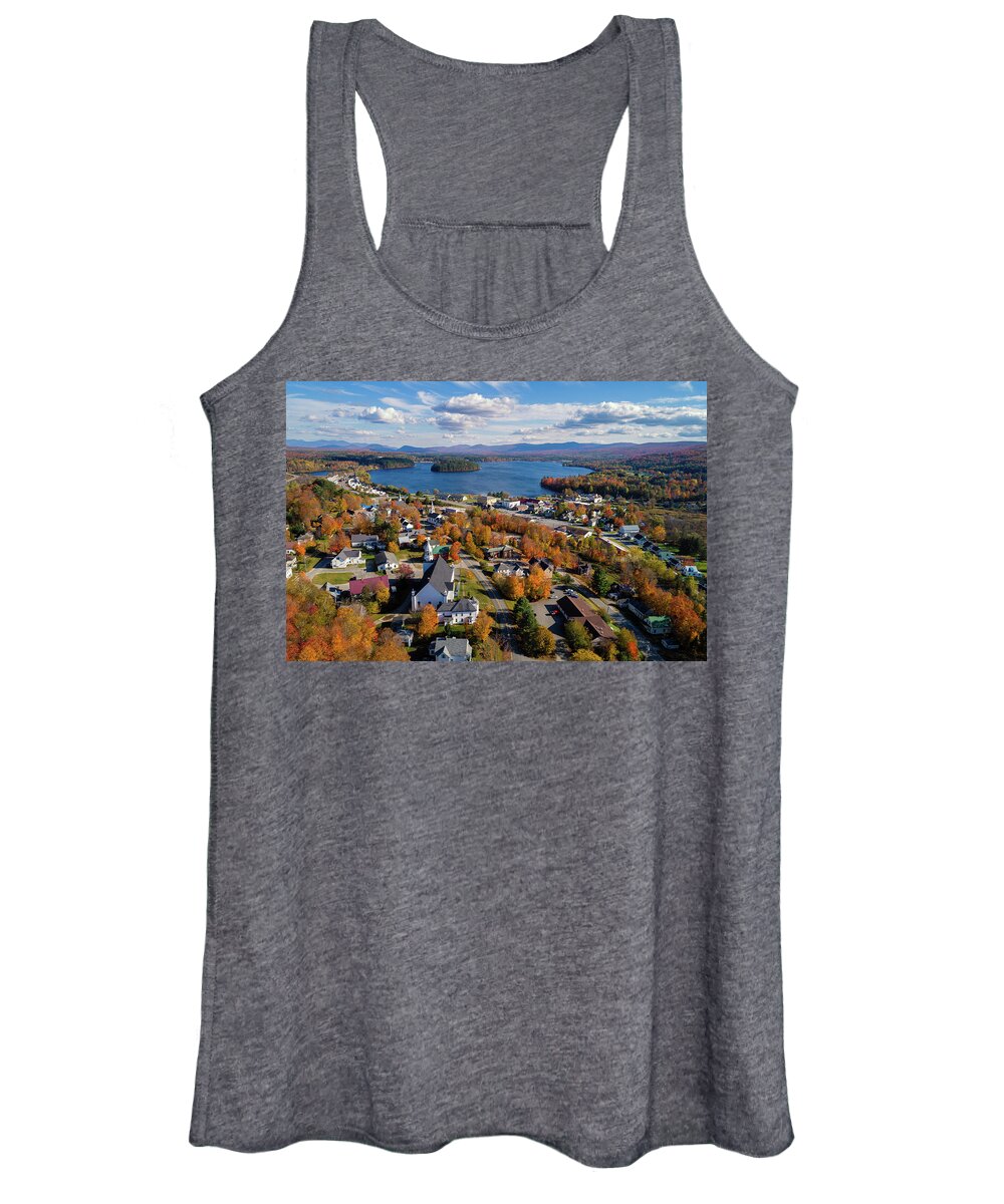 Landscape Women's Tank Top featuring the photograph Fall in Island Pond, VT by John Rowe