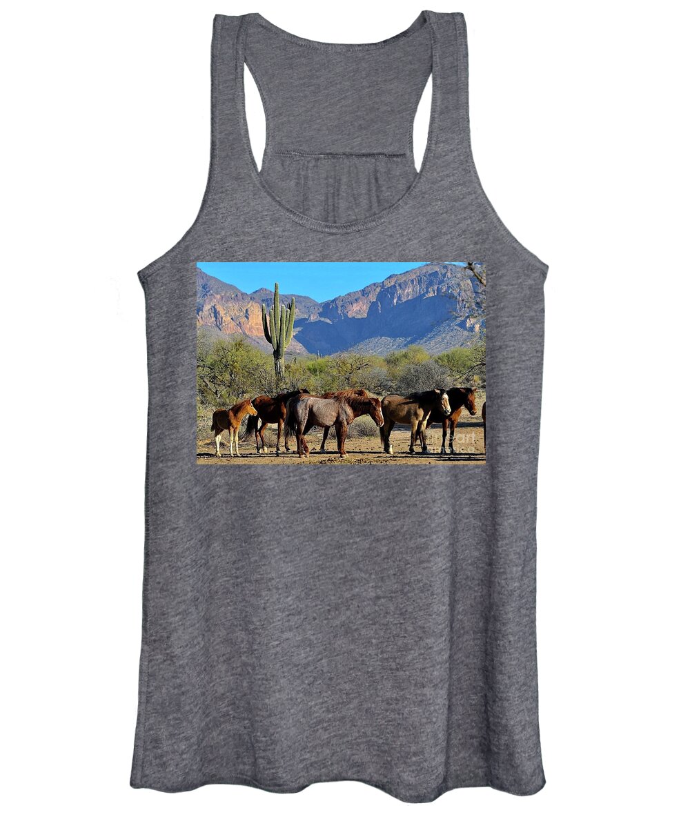Salt River Wild Horse Women's Tank Top featuring the digital art Family by Tammy Keyes