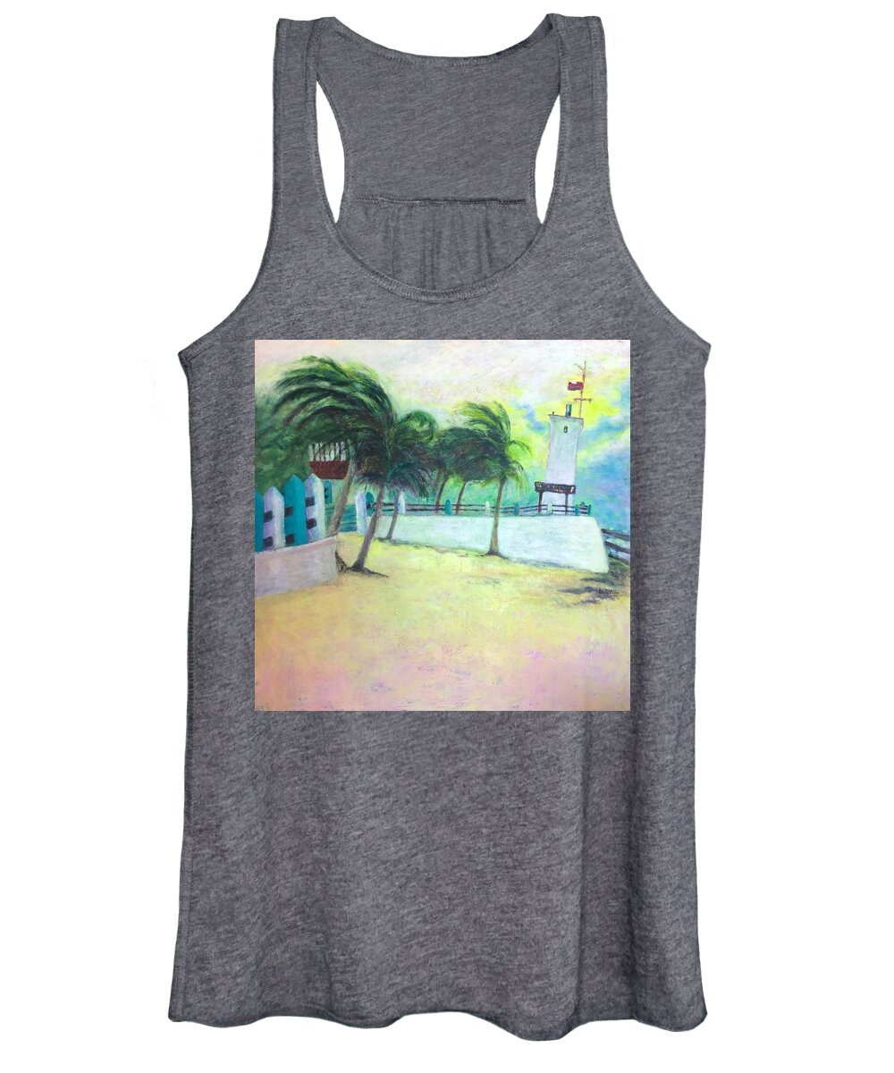 Puerto Morelos Art Women's Tank Top featuring the painting Faro Inclinado by Valerie Greene