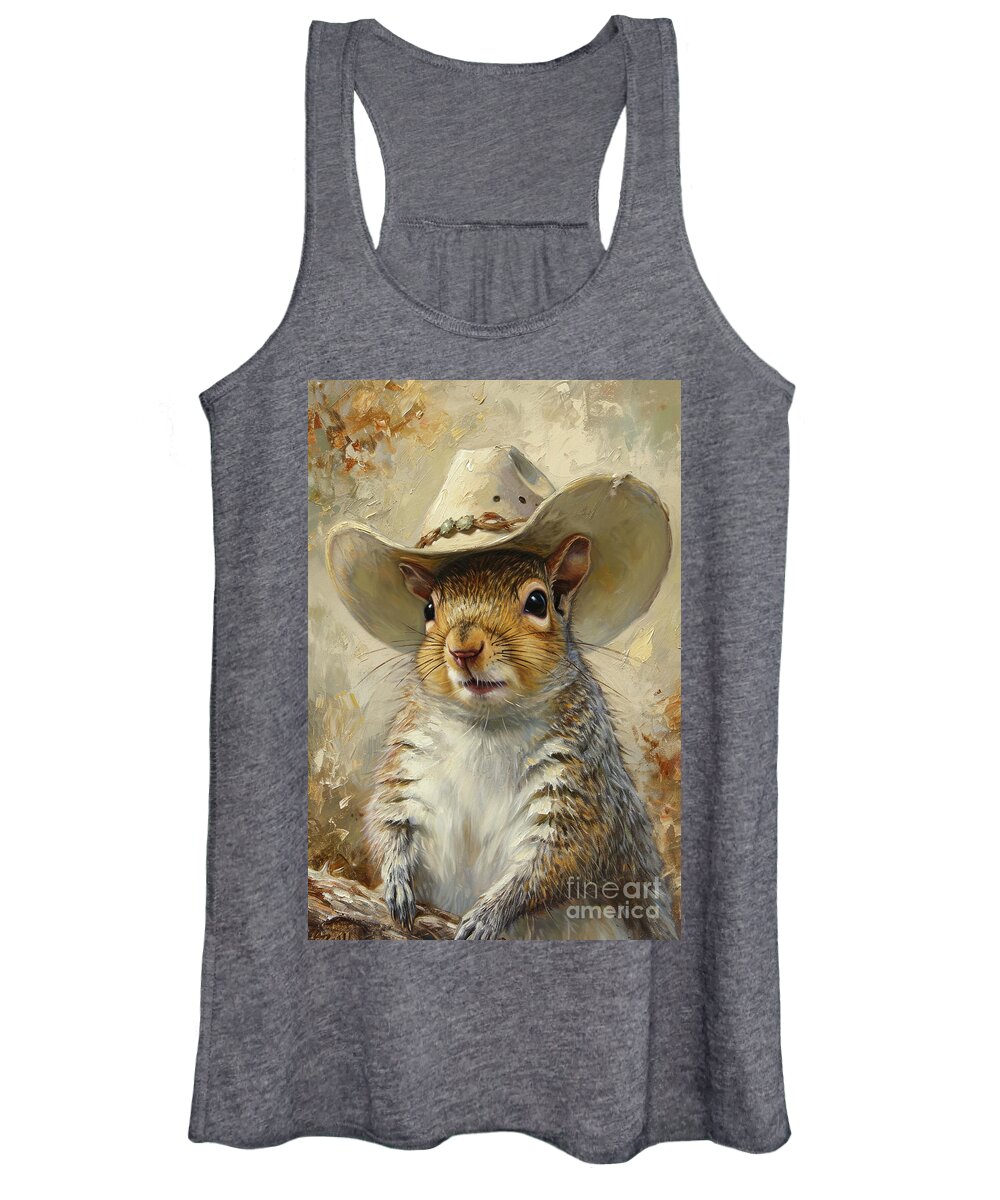 Squirrel Women's Tank Top featuring the painting Fat And Happy Higgins by Tina LeCour
