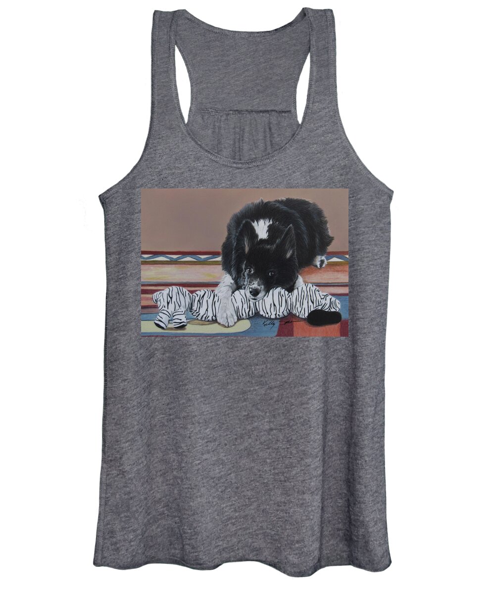 Dog Women's Tank Top featuring the drawing Favorite Toy by Kelly Speros