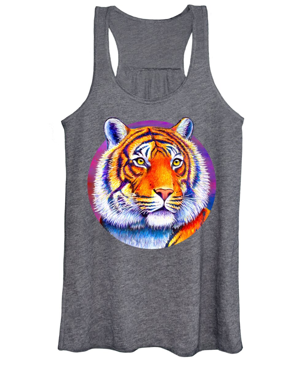 Tiger Women's Tank Top featuring the painting Fiery Beauty - Colorful Bengal Tiger by Rebecca Wang