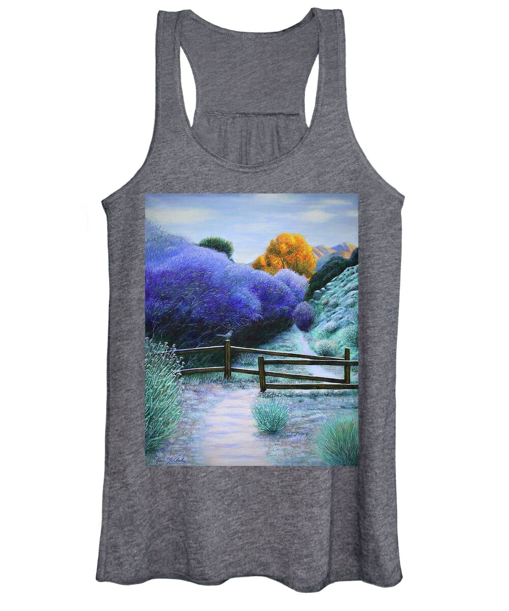 Kim Mcclinton Women's Tank Top featuring the painting First Frost on the Mesquite Trail by Kim McClinton