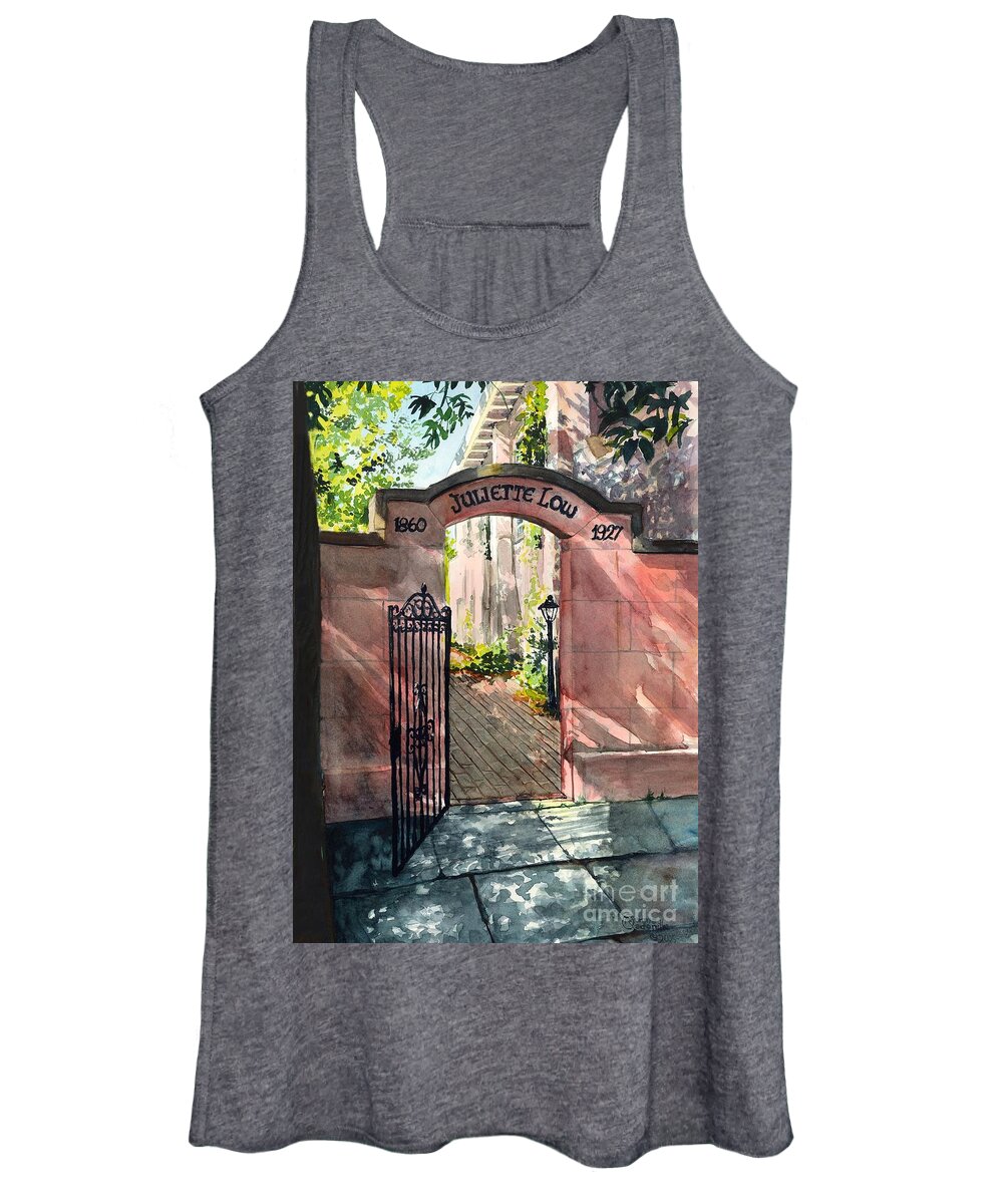 Savannah Women's Tank Top featuring the painting First Headquarters Gate Entrance by Merana Cadorette