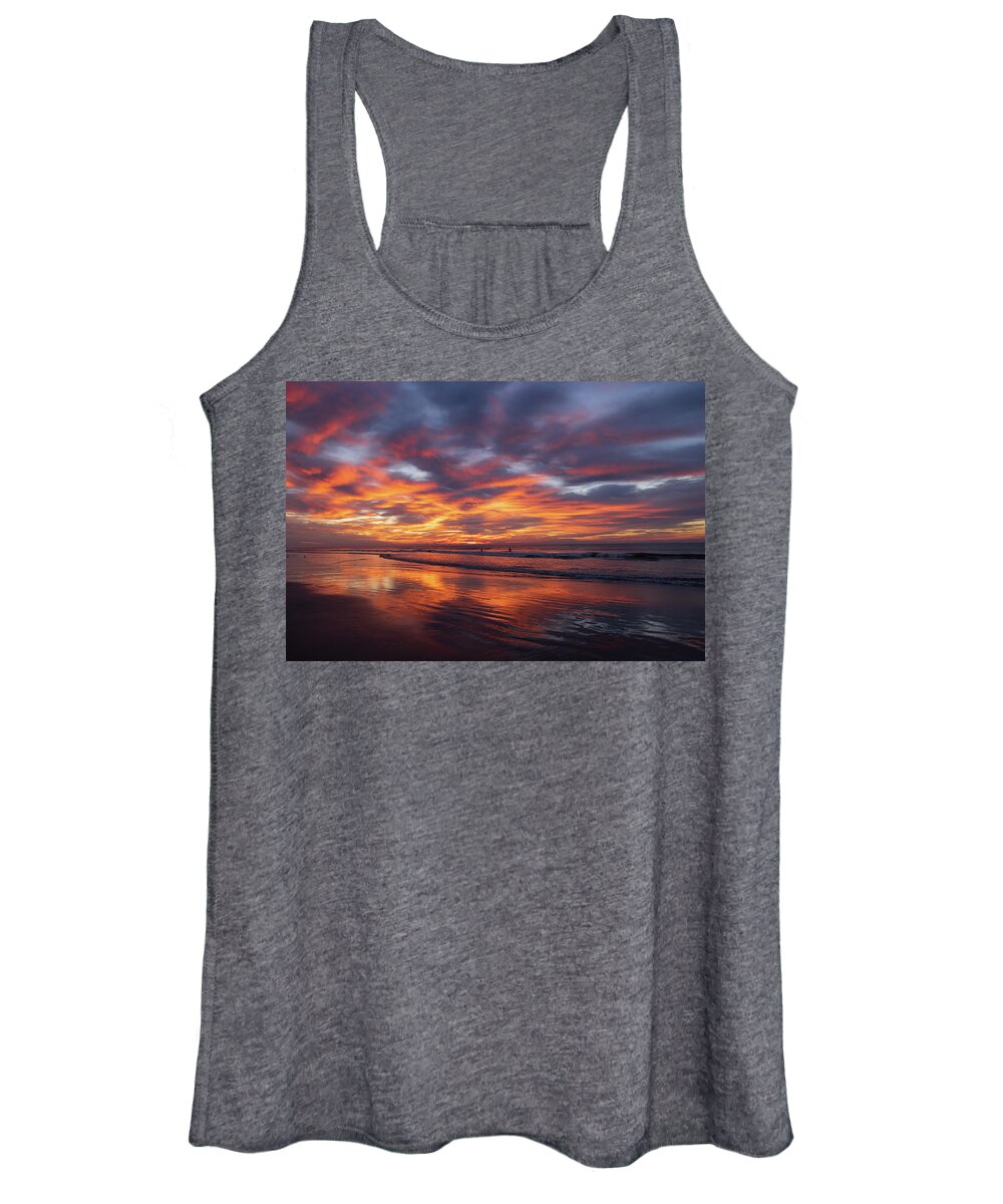 Surf Women's Tank Top featuring the photograph First on the Surf by Ree Reid