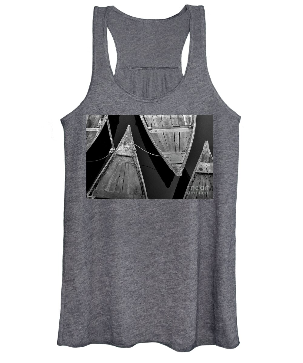 Vietnamese Women's Tank Top featuring the photograph Fishing Flotilla - in black and white  by Daniel M Walsh