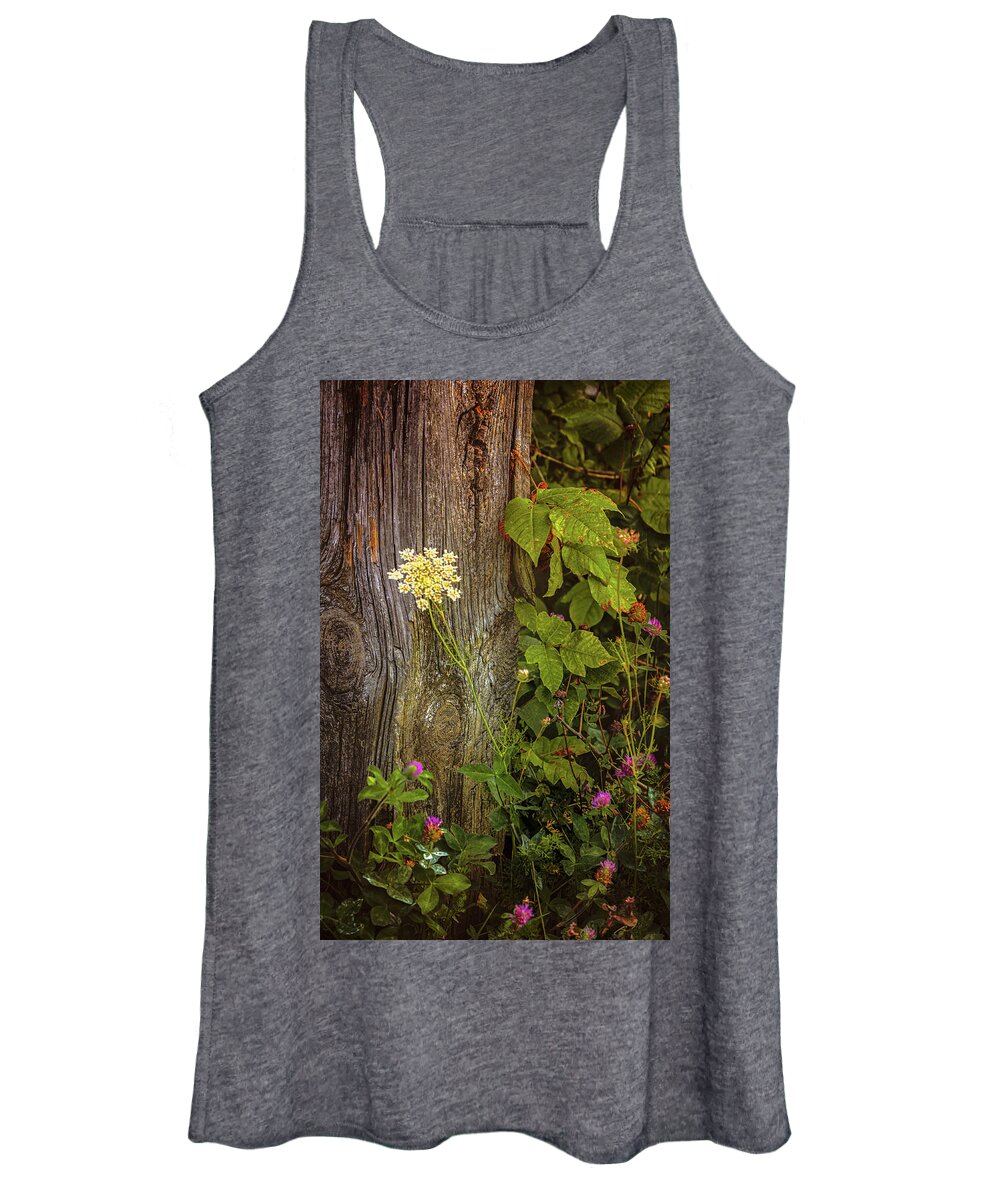 Flowers Women's Tank Top featuring the photograph Flora and Wood by Steve Kelley