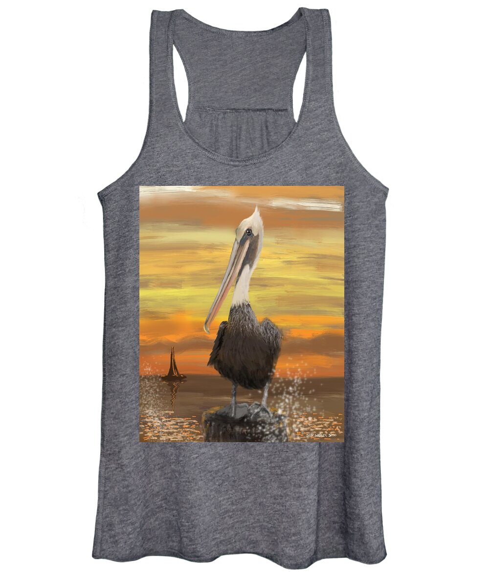 Florida Women's Tank Top featuring the digital art Florida Pelican by Larry Whitler
