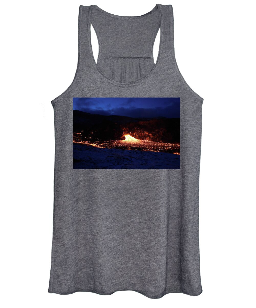 Volcano Women's Tank Top featuring the photograph Flow of fire by Christopher Mathews
