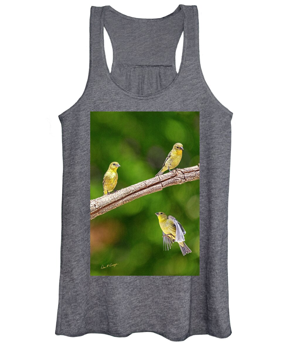 Finches Women's Tank Top featuring the photograph Flying Finch by Dan McGeorge