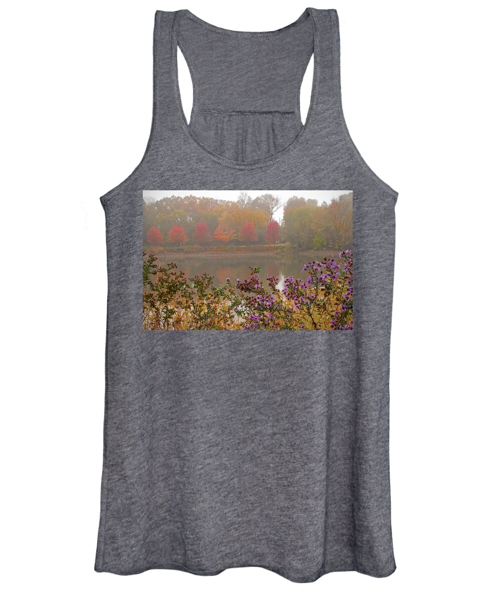 Autumn Women's Tank Top featuring the photograph Foggy Day on the Fox River by Ira Marcus