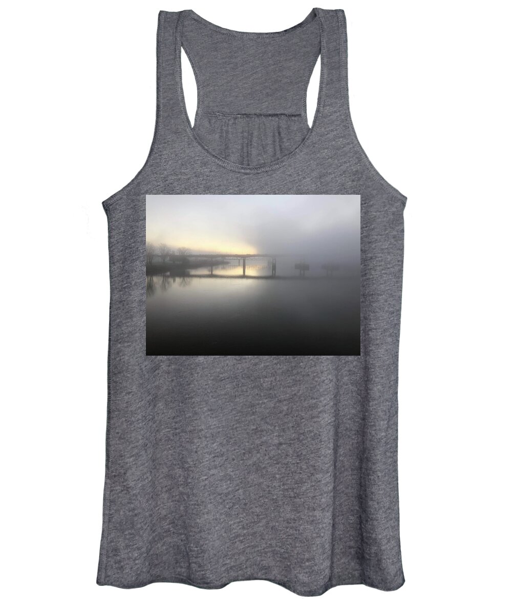 Foggy Women's Tank Top featuring the photograph Foggy December Sunrise by Michael Dean Shelton