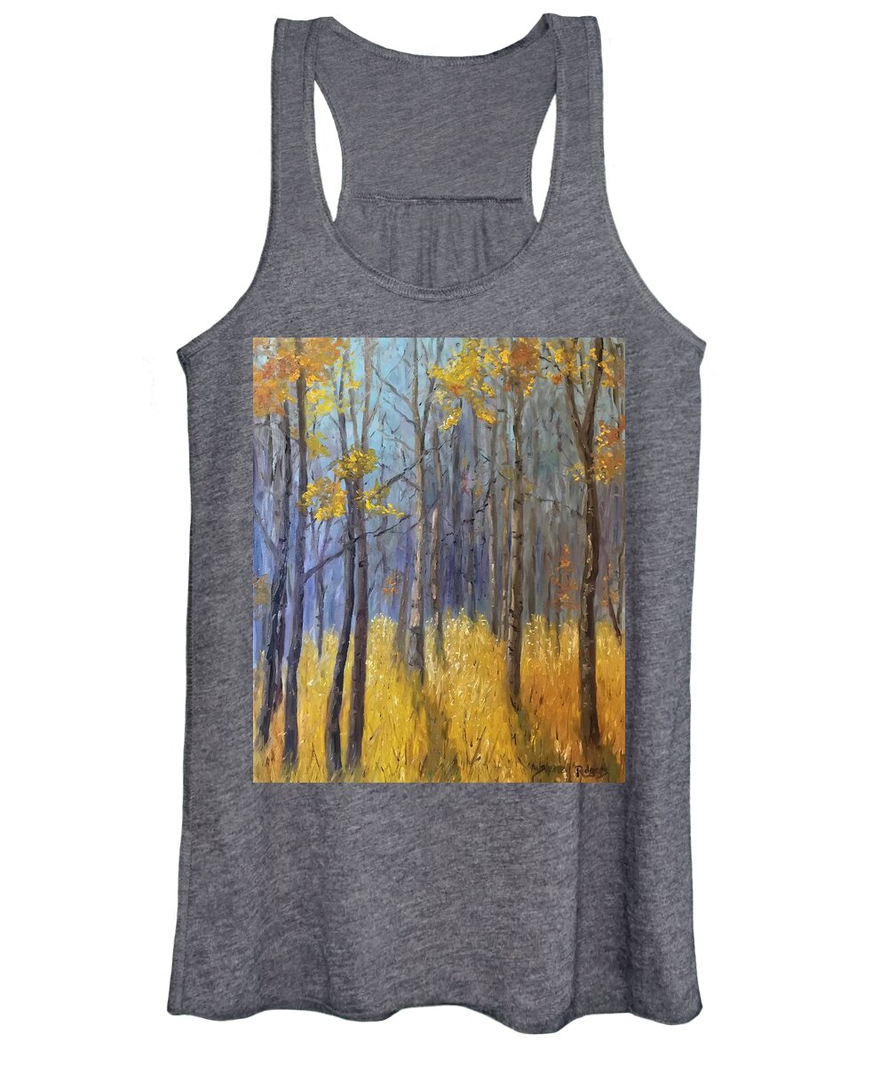 Landscape Women's Tank Top featuring the painting Forest Tranquility by Sherrell Rodgers