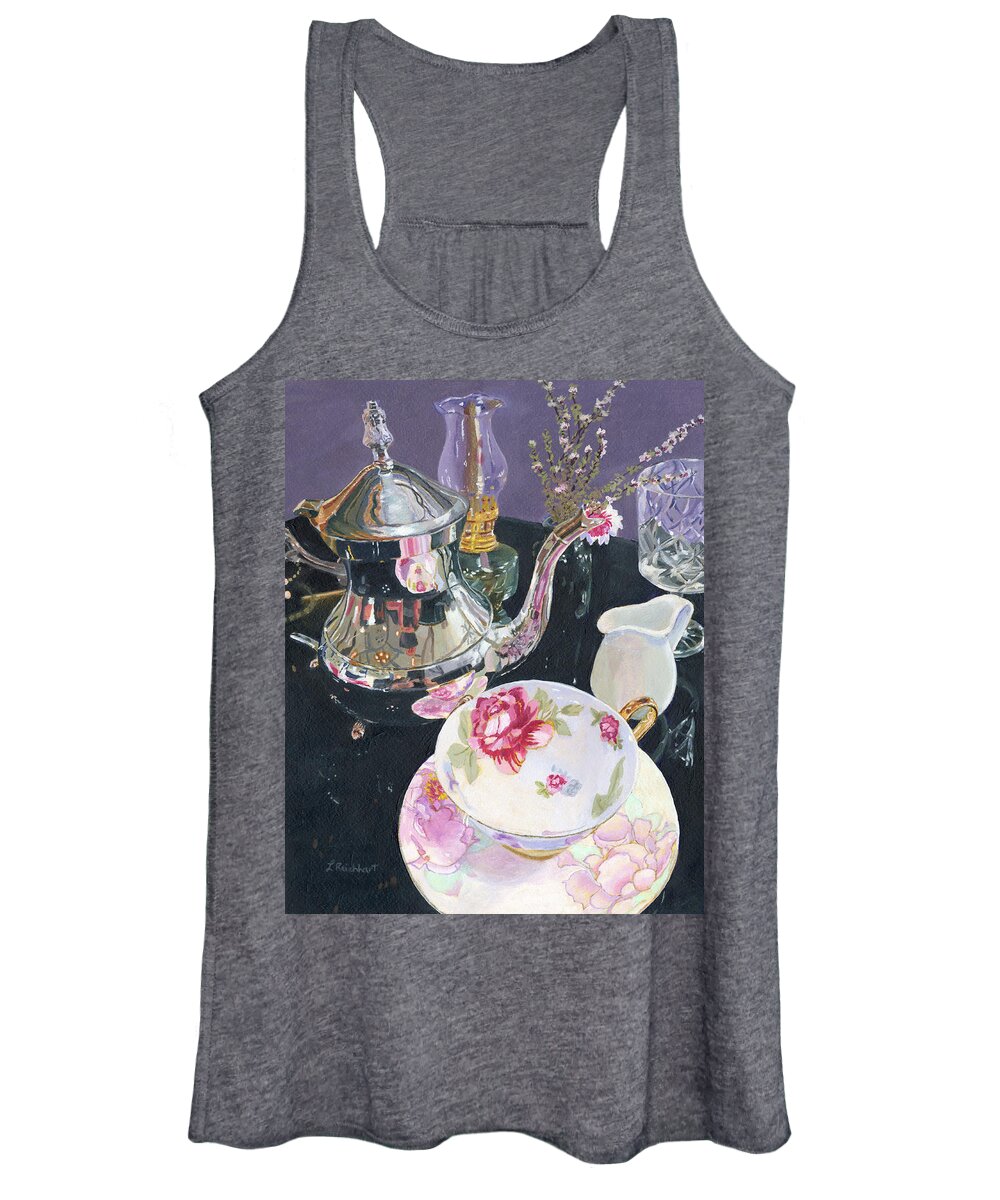 Still Life Women's Tank Top featuring the painting Formal Tea by Lynne Reichhart