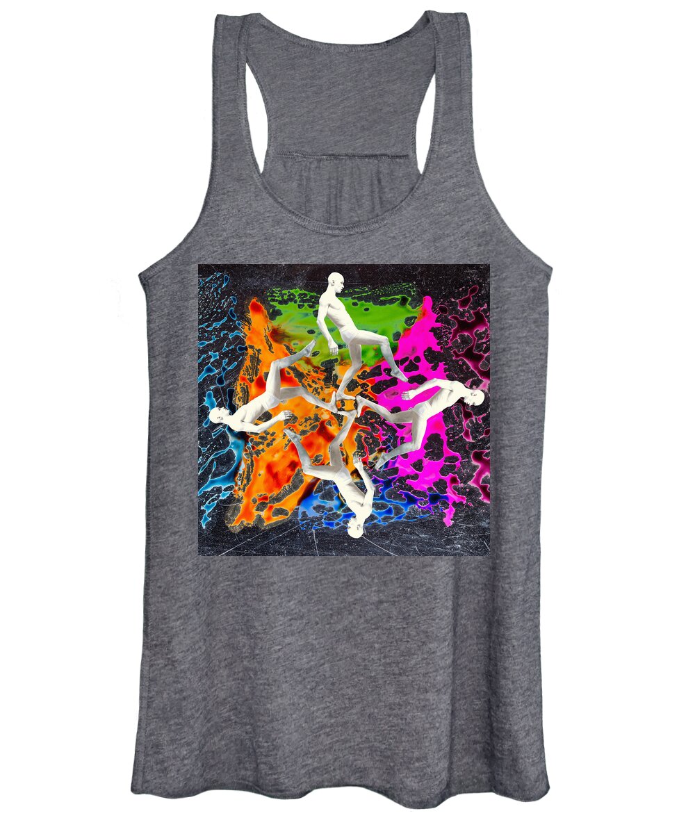 Abstract Women's Tank Top featuring the mixed media Four Steps by World Art Collective