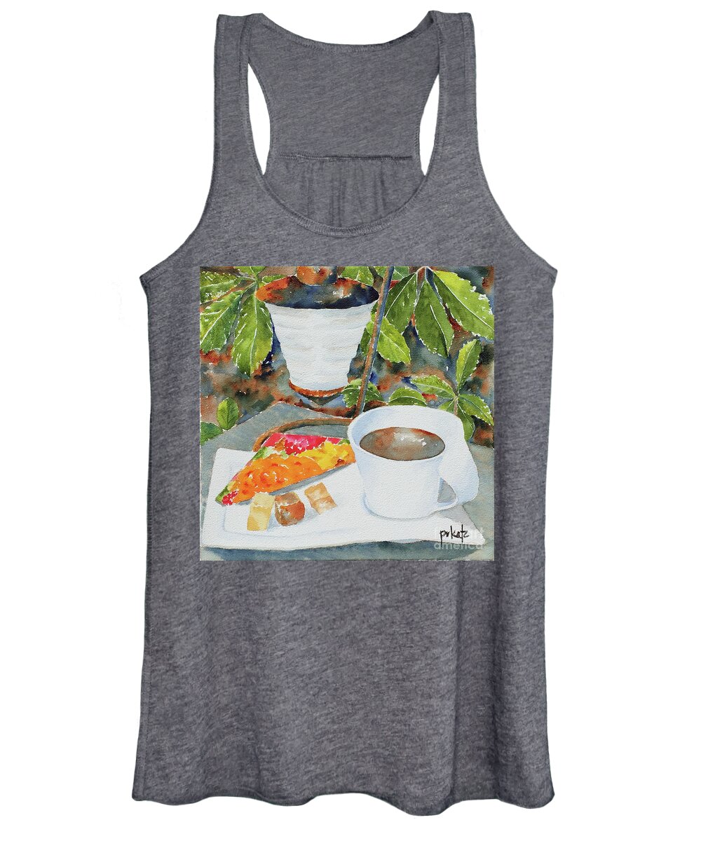 Impressionism Women's Tank Top featuring the painting Fudge In The Garden by Pat Katz