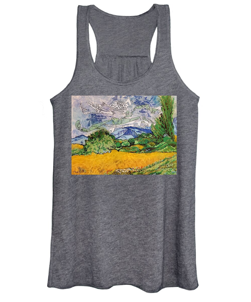 Mixed Media Women's Tank Top featuring the mixed media Fun and Folly by Eileen Kelly