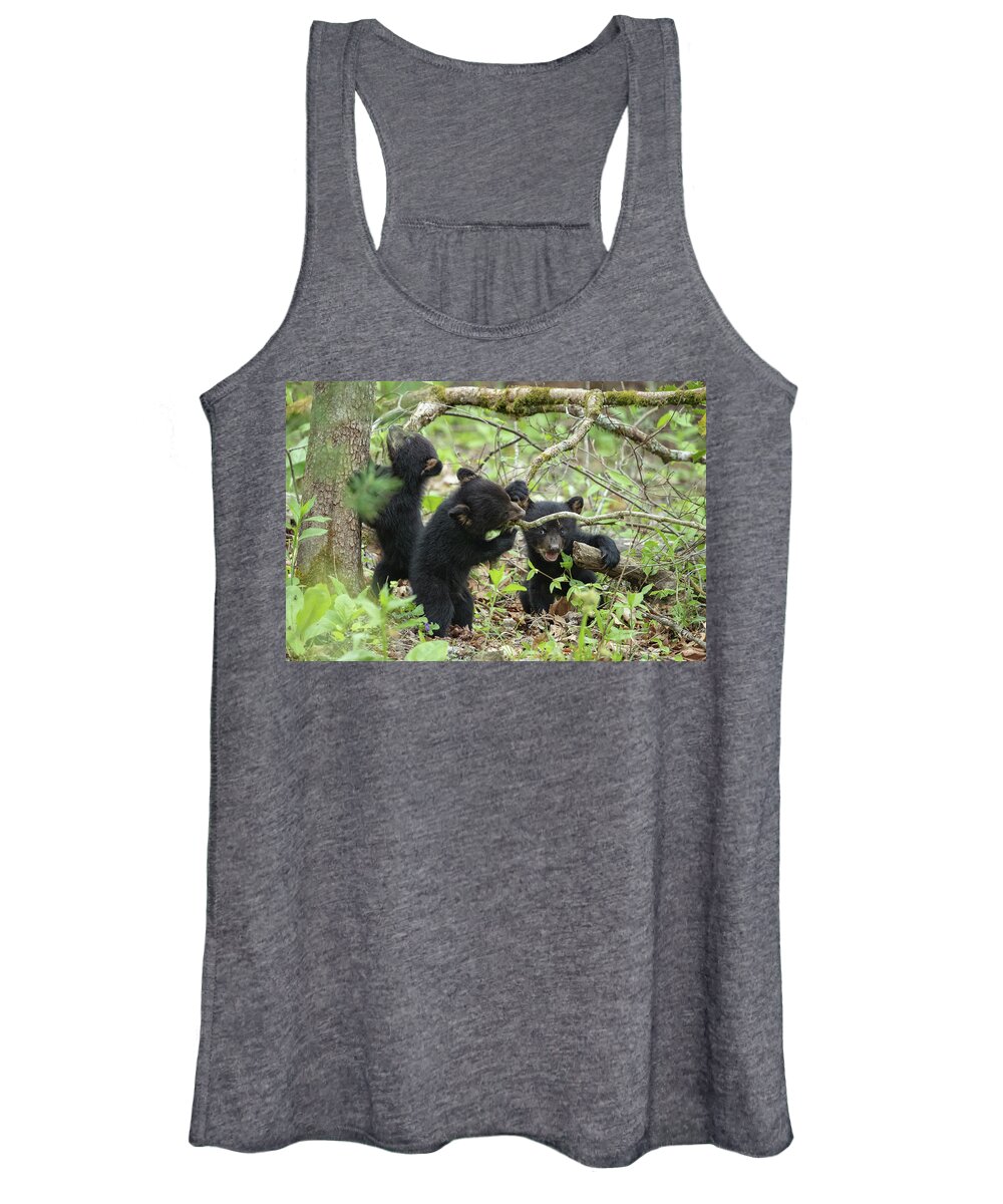 Bear Women's Tank Top featuring the photograph Fun In The Forest by Everet Regal