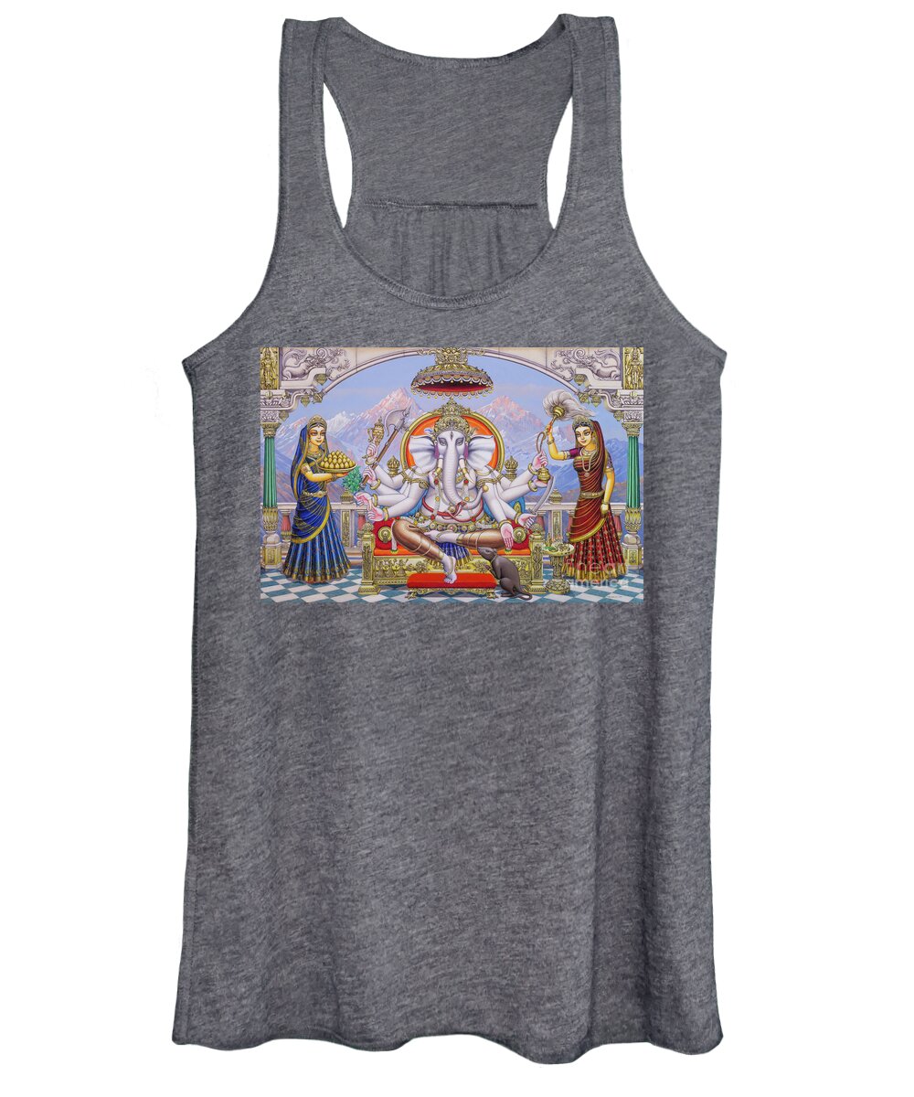 Ganesha Women's Tank Top featuring the painting Ganapati with Siddhi and Buddhi by Vrindavan Das