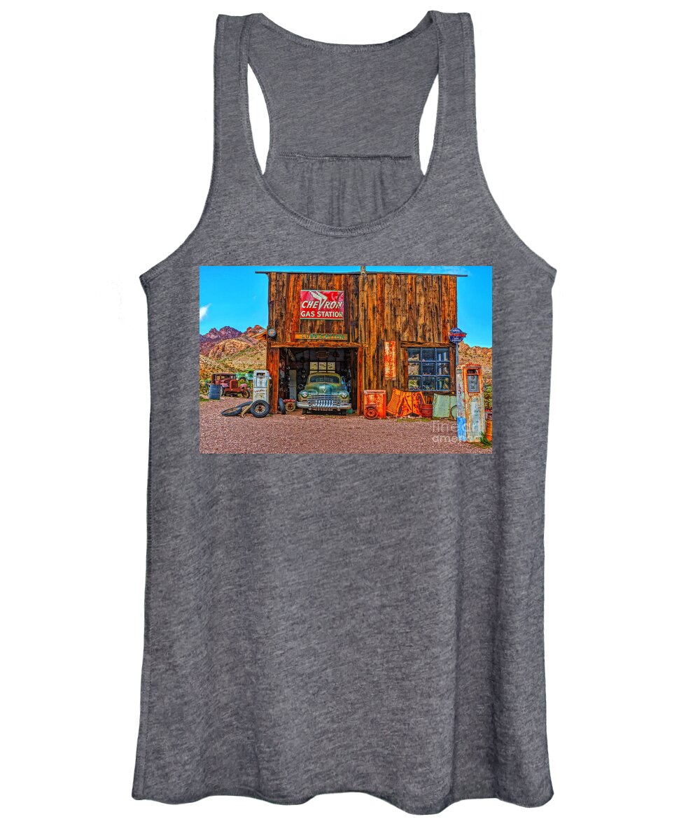  Women's Tank Top featuring the photograph Gas Station Blues by Rodney Lee Williams