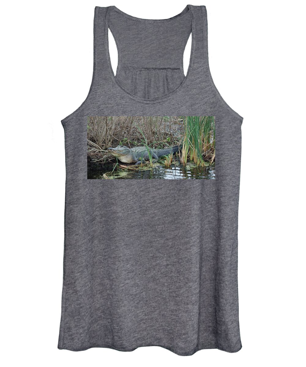 Alligator Women's Tank Top featuring the photograph Gator in South Carolina by Jennifer Forsyth