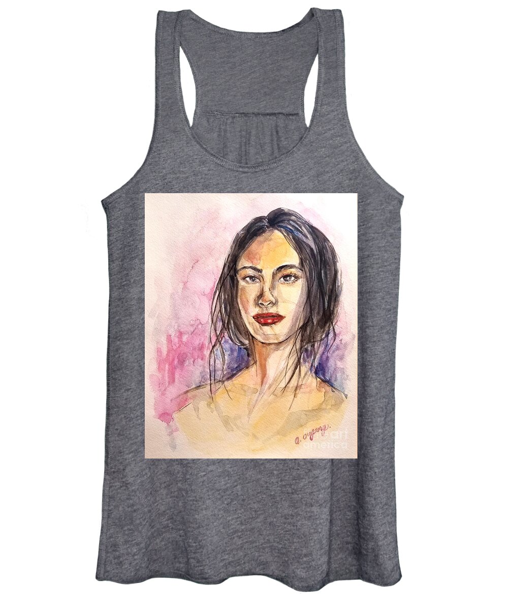 Figure Women's Tank Top featuring the painting Gaze by Leslie Ouyang
