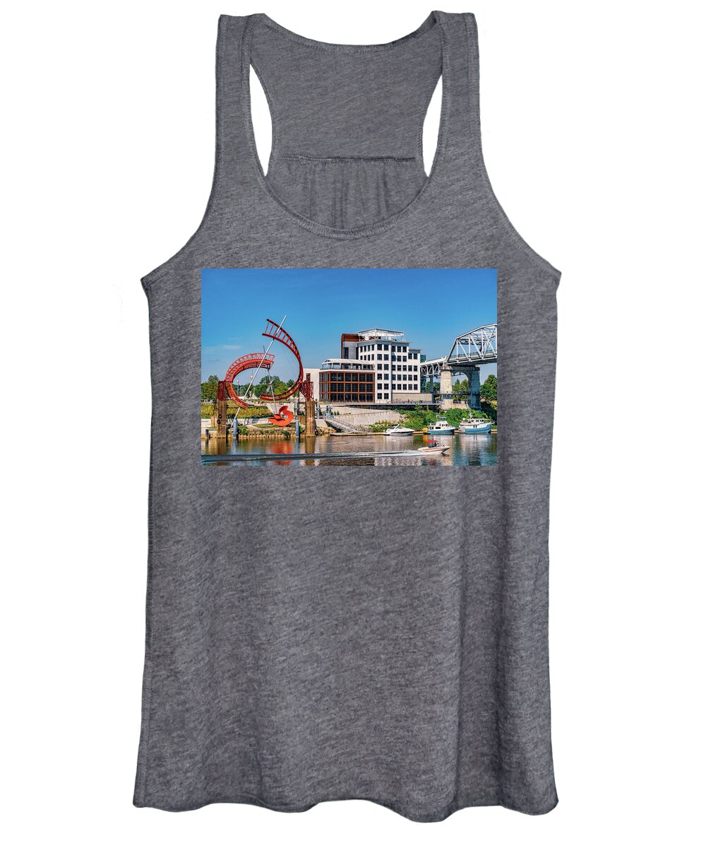 Ghost Ballet Sculpture Women's Tank Top featuring the photograph Ghost Ballet Sculpture Nashville Tennessee by Dave Morgan