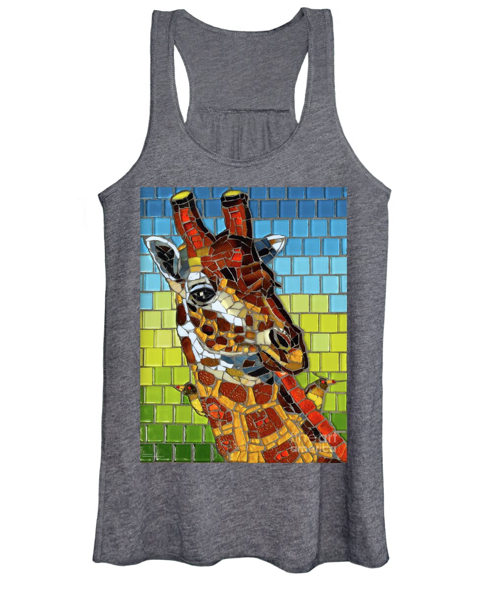 Cynthie Fisher Women's Tank Top featuring the painting Giraffe Glass Mosaic by Cynthie Fisher